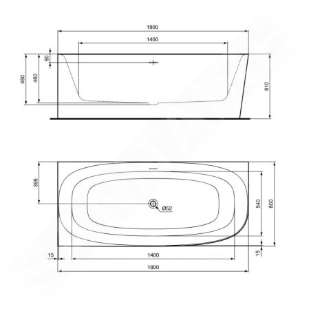 Ideal Standard Dea - Baignoire 180x80 cm, à gauche, blanc T549201