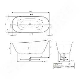 Villeroy & Boch Theano - Baignoire en îlot 170x75 cm, blanc alpin UBQ170ANH7F200V-01