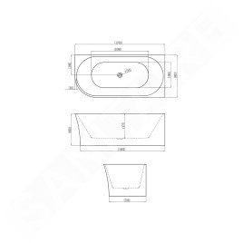 kielle Idolio - Baignoire d'angle îlot 170x80 cm, droite, blanc 1122453R0