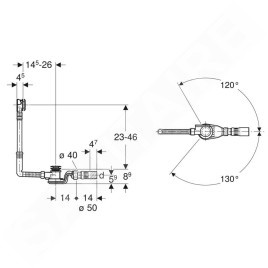 Geberit Accessoires - Garniture de vidage et de trop-plein pour baignoire, PushControl, longueur 260 mm, chrome 150.750.21.6
