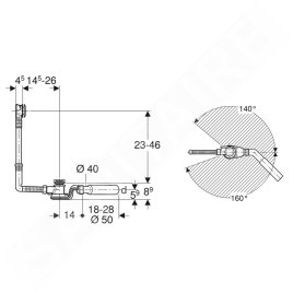 Geberit Accessoires - Garniture de vidage et de trop-plein pour baignoire, PushControl, longueur 260 mm, chrome 150.755.21.6