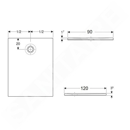 Geberit - Receveur de douche 90x120 cm, blanc 550.327.00.1