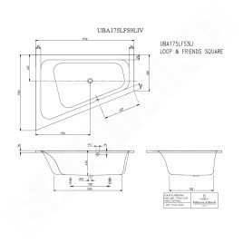 Villeroy & Boch Loop&Friends - Baignoire 1350x1750x440 mm, gauche, blanc UBA175LFS9LIV-01