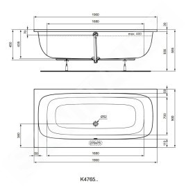 Ideal Standard i.Life - Baignoire DUO 1900x900 mm, blanc T476501