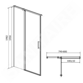 Cersanit Moduo - Porte de douche 80x198 cm, gauche, chrome/verre clair S162-003