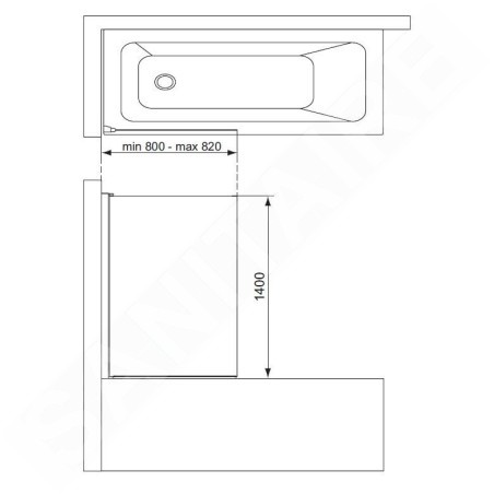Ideal Standard Connect 2 - Pare-baignoire 800x1400 mm, noir / verre clair T9923V3