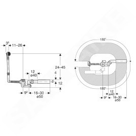 Geberit Accessoires - Garniture de vidage et de trop-plein pour baignoire, longueur 260 mm, chrome 150.501.00.6