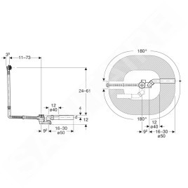 Geberit Accessoires - Garniture de vidage et de trop-plein pour baignoire, longueur 730 mm, kit pour assemblage, chrome