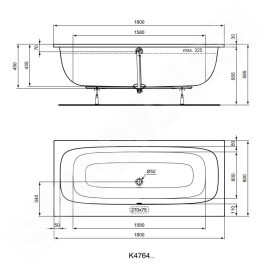 Ideal Standard i.Life - Baignoire DUO 1800x800 mm, blanc T476401