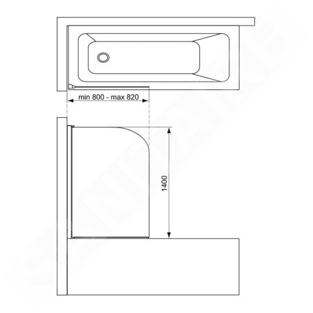 Ideal Standard Connect 2 - Pare-baignoire 800x1400 mm, noir / verre clair T9924V3