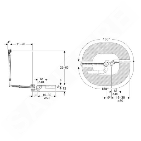 Geberit Accessoires - Garniture de vidage et de trop-plein pour baignoire avec remplissage, longueur 730 mm, kit pour