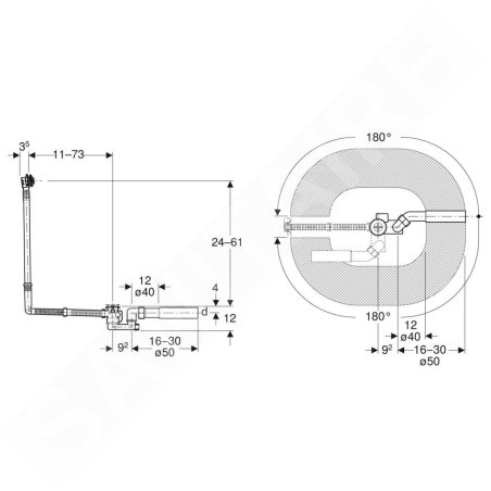 Geberit Accessoires - Garniture de vidage et de trop-plein pour baignoire, longueur 730 mm, chrome 150.505.00.6