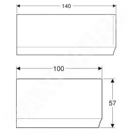 Geberit Selnova - Panneau frontal pour baignoire d'angle gauche Selnova, 1400 mm, blanc 554.870.01.1