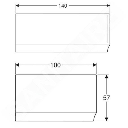Geberit Selnova - Panneau frontal pour baignoire d'angle gauche Selnova, 1400 mm, blanc 554.870.01.1