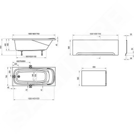 Ravak Vanda II - Baignoire rectangulaire 1700x700 mm, blanc CP21000000
