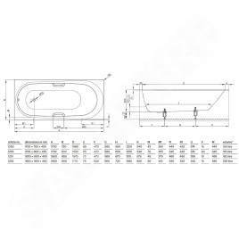 Bette Comodo - Baignoire encastrable 1800x800 mm, BetteGlaze Plus, blanc 1251-000PLUS