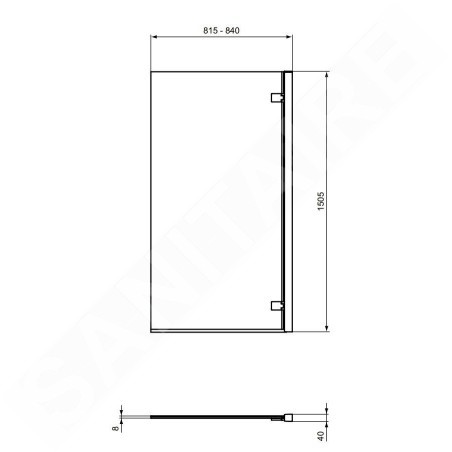 Ideal Standard i.Life - Paroi de baignoire 815 mm, droite, silver bright / verre clair T4884EO