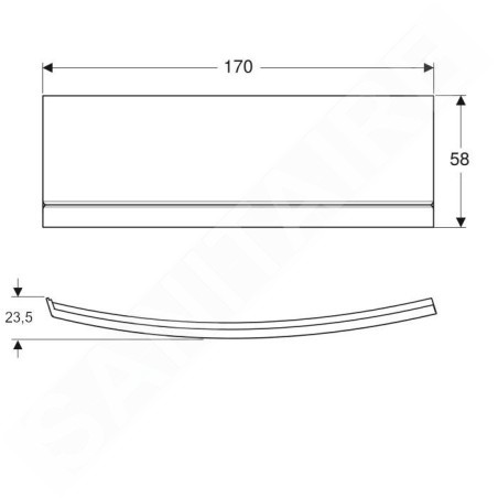 Geberit Selnova Square - Panneau frontal pour baignoire asymétrique, 1700 mm, blanc 554.890.01.1
