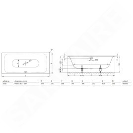 Bette Lux - Baignoire encastrable 1700x750 mm, blanc 3440-000
