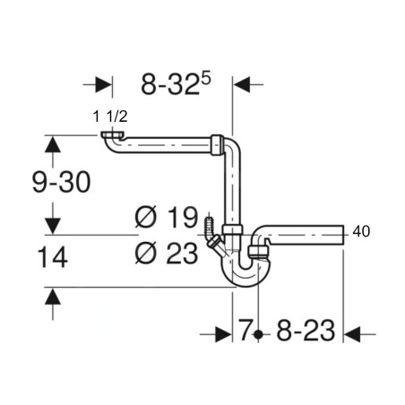Geberit Accessoires - Stoppeur d'odeurs, à double chambre, avec raccord de tuyau, sortie horizontale, d 40mm 152.889.11.1