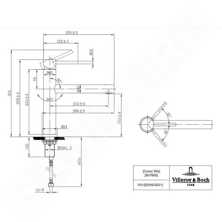 Villeroy & Boch Como - Mitigeur d'évier, inox 927800LC