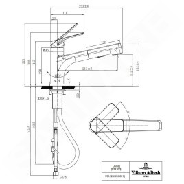 Villeroy & Boch Junis - Mitigeur d'évier avec douchette extractible, inox 928100LC