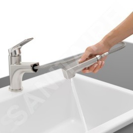 Villeroy & Boch Junis - Mitigeur d'évier avec douchette extractible, inox 928100LC