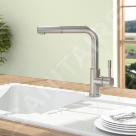 Villeroy & Boch Steel Shower - Mitigeur d'évier avec bec extractible, inox 969711LC