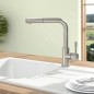 Villeroy & Boch Steel Shower - Mitigeur d'évier avec bec extractible, inox 969711LC