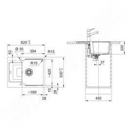Franke Urban - Évier en fragranit UBG 611-62, 620x500 mm, sahara 114.0700.100