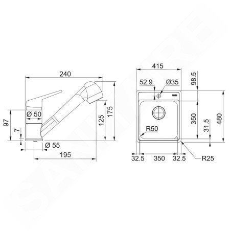 Franke Colonnes - Set de cuisine N89, évier en inox BCX 610-42 + robinet FC 9547.031, chrome 101.0700.672