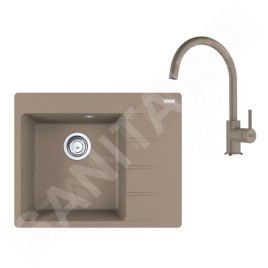 Franke Colonnes - Set de cuisine G270KA, évier en fragranit CNG 611-62 TL/2 + robinet FC 6018.424, cachemire 114.0700.669