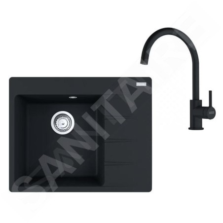 Franke Colonnes - Set de cuisine G270MČ, évier en fragranit CNG 611-62 TL/2  + robinet  FC 6018.901, noir mat 114.0700.670