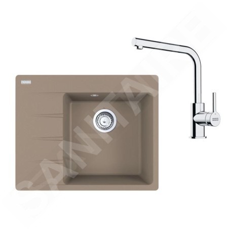 Franke Colonnes - Set de cuisine G248KA, évier en fragranit CNG 611-62 TL/7 + robinet FS 3230.031, cachemire / chrome