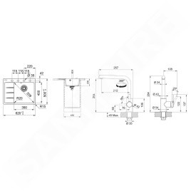 Franke Colonnes - Set de cuisine G248KA, évier en fragranit CNG 611-62 TL/7 + robinet FS 3230.031, cachemire / chrome