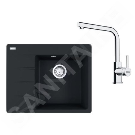 Franke Colonnes - Set de cuisine G248MČ, évier en fragranit CNG 611-62 TL/7  + robinet FS 3230.031, noir mat / chrome