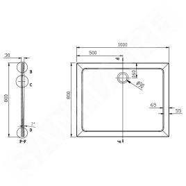Aqualine Receveurs - Receveur de douche TECMI 1000x800x30 mm, blanc PQ10080