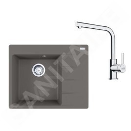 Franke Colonnes - Set de cuisine G249ŠK, évier en fragranit CNG 611-62 TL/2 + robinet FS 3230.031, gris pierre / chrome