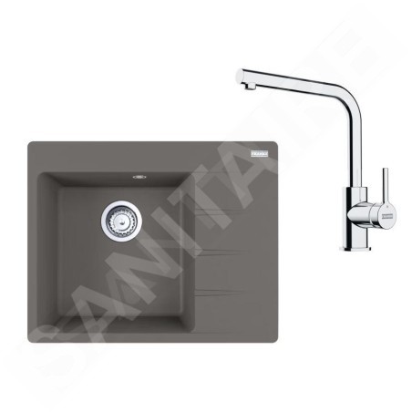 Franke Colonnes - Set de cuisine G249ŠK, évier en fragranit CNG 611-62 TL/2 + robinet FS 3230.031, gris pierre / chrome