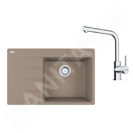 Franke Colonnes - Set de cuisine G250KA, évier en fragranit CNG 611-78 TL/7 + robinet FS 3230.031, cachemire / chrome