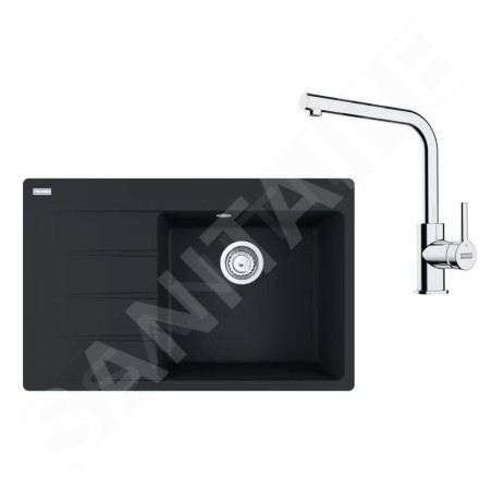 Franke Colonnes - Set de cuisine G250MČ, évier en fragranit CNG 611-78 TL/7  + robinet FS 3230.031, noir mat / chrome