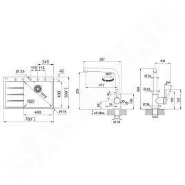 Franke Colonnes - Set de cuisine G250O, évier en fragranit CNG 611-78 TL/7 + robinet FS 3230.031, onyx / chrome 114.0700.685