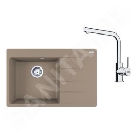 Franke Colonnes - Set de cuisine G251KA, évier en fragranit CNG 611-78 TL/2 + robinet FS 3230.031, cachemire / chrome