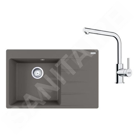 Franke Colonnes - Set de cuisine G251ŠK, évier en fragranit CNG 611-78 TL/2 + robinet FS 3230.031, gris pierre / chrome