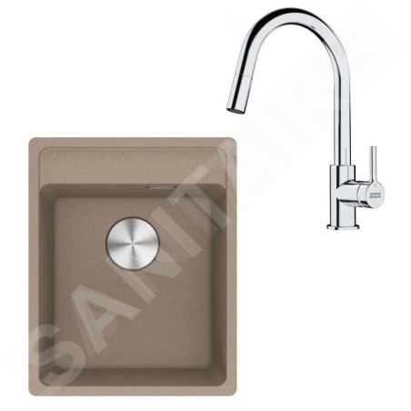 Franke Colonnes - Set de cuisine G252KA, évier en fragranit MRG 610-37 RTL + robinet FS 3229.031, cachemire / chrome