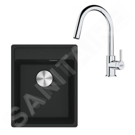Franke Colonnes - Set de cuisine G252MČ, évier en fragranit MRG 610-37 RTL + robinet FS 3229.031, noir mat / chrome 114.0700.692