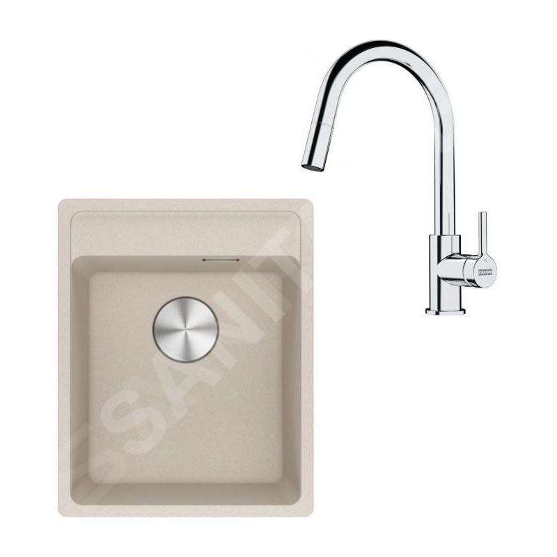 Franke Colonnes - Set de cuisine G252SA, évier en fragranit MRG 610-37 RTL + robinet FS 3229.031, sahara/chrome 114.0700.694 Franke Colonnes - Set de cuisine G252SA, évier en fragranit MRG 610-37 RTL + robinet FS 3229.031, sahara/chrome 114.0700.694