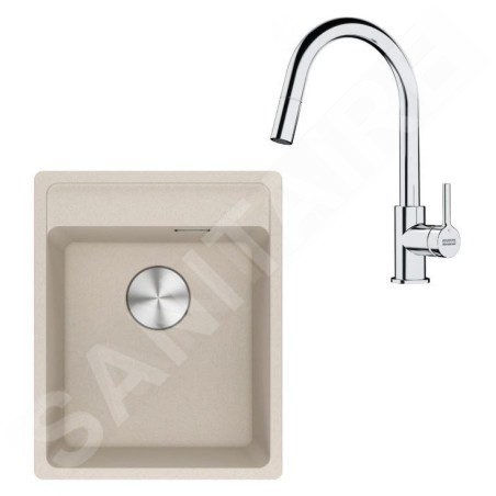 Franke Colonnes - Set de cuisine G252SA, évier en fragranit MRG 610-37 RTL + robinet FS 3229.031, sahara/chrome 114.0700.694