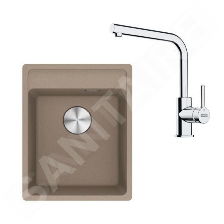 Franke Colonnes - Set de cuisine G253KA, évier en fragranit MRG 610-37 RTL  + robinet FS 3230.031, cachemire / chrome