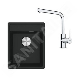 Franke Colonnes - Set de cuisine G253MČ, évier en fragranit MRG 610-37 RTL + robinet FS 3230.031, noir mat / chrome 114.0700.697